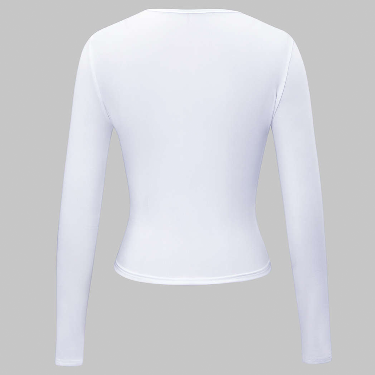 Slim Fit Crew Neck Cropped Long Sleeve Basic Top