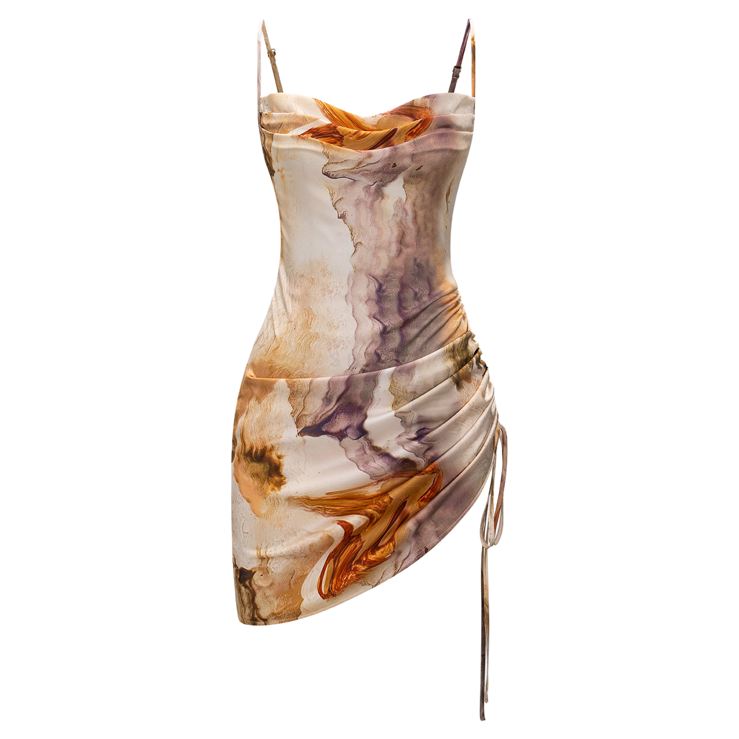 Abstract Draped Slip Sleeveless Short Dress