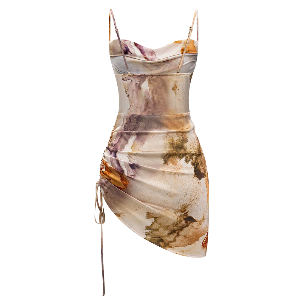 Abstract Draped Slip Sleeveless Short Dress