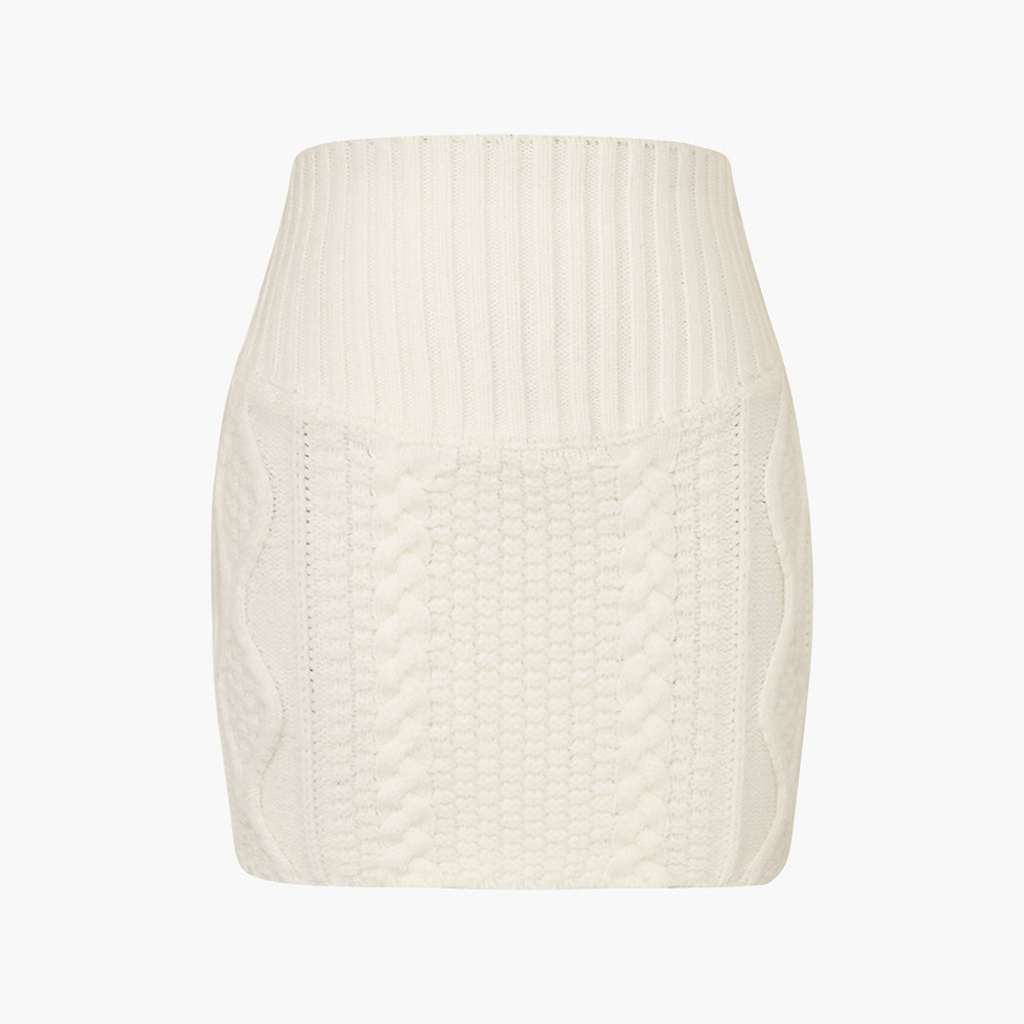 High Waist Cable Knit Bodycon Mini Skirt