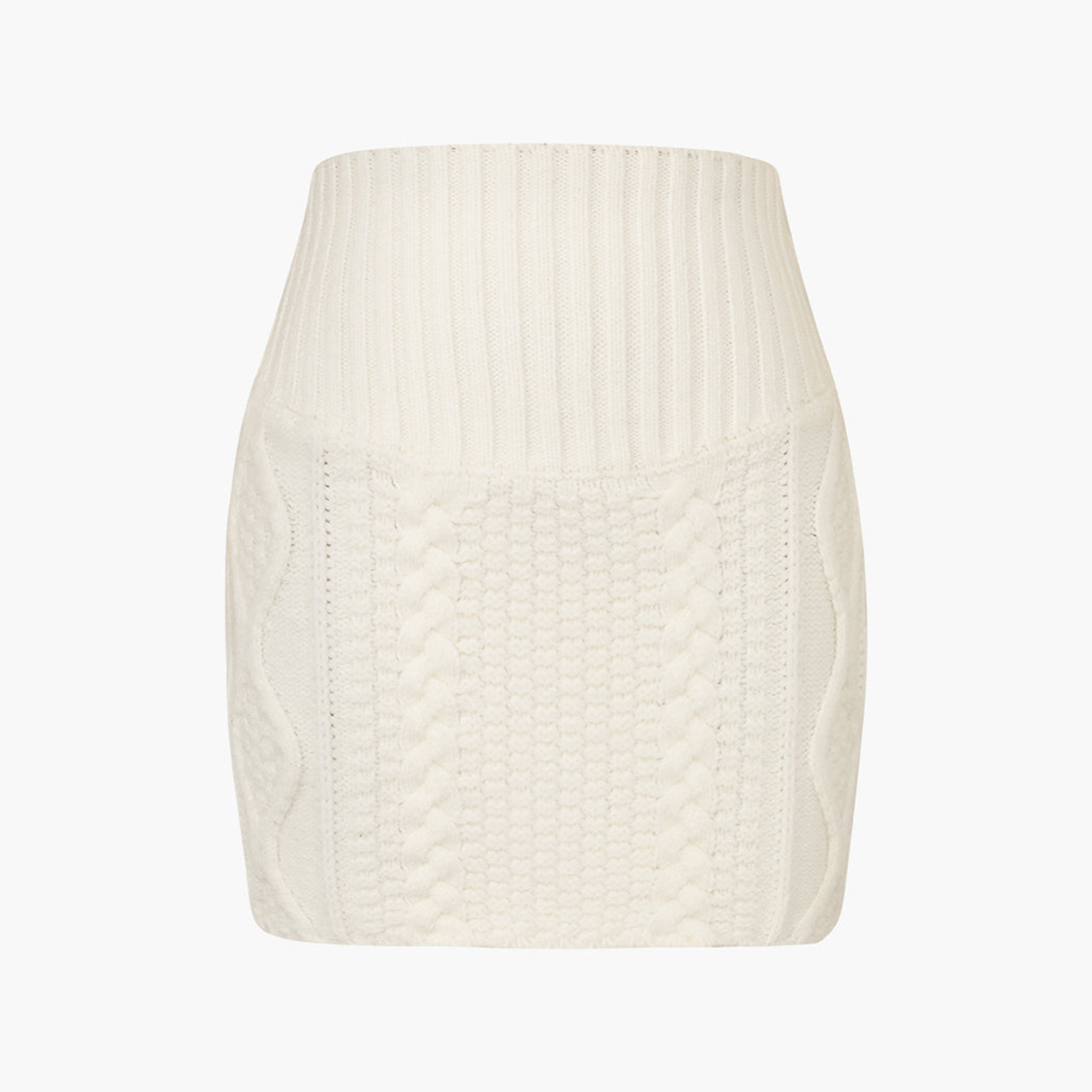 High Waist Cable Knit Bodycon Mini Skirt