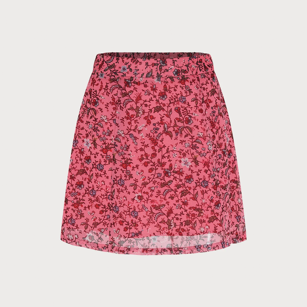Natural Waist Floral Print A‑Line Chiffon Mini Skirt
