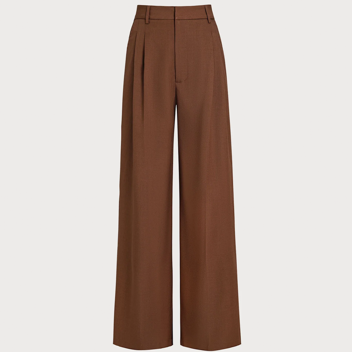 Caramel Natural Waist Pleated Straight‑Leg Pants Trousers