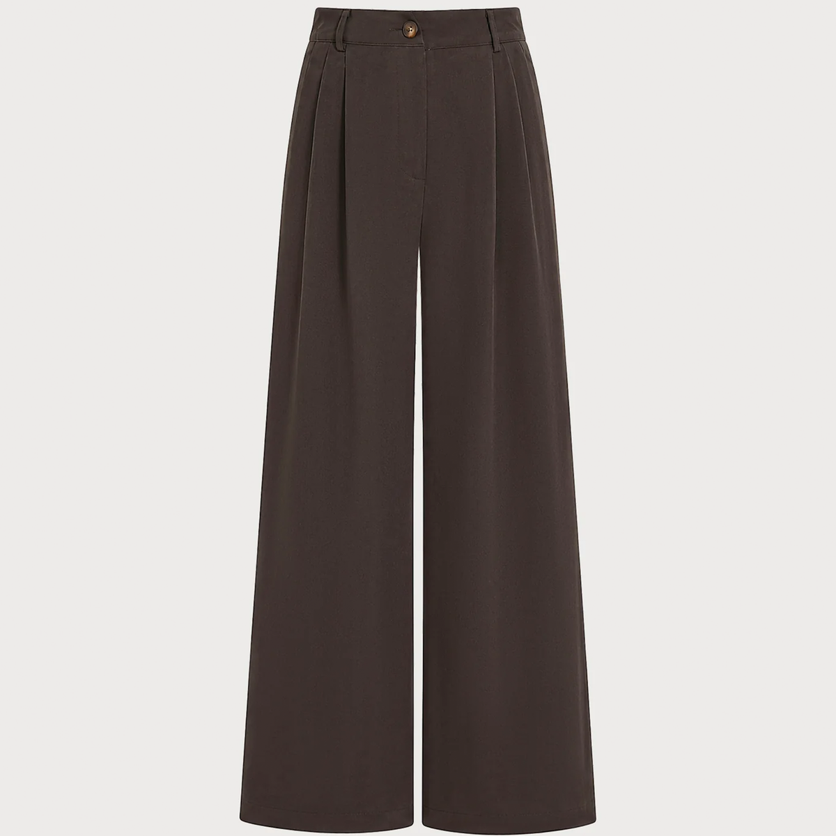 Coffee‑Tone Button‑Closure Pocketed Straight‑Leg Pants Trousers