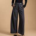 Belted Zipper Closure Wide‑Leg Trousers