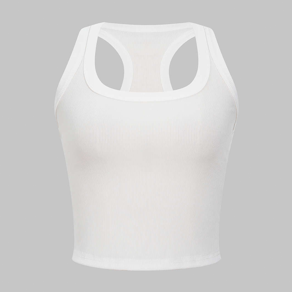 U‑Neck Ribbed Cropped Sleeveless Tank Top